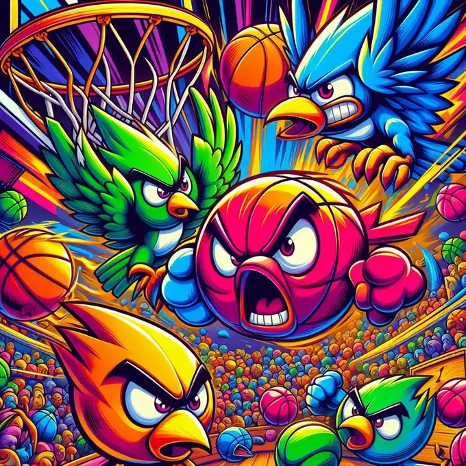 Angry Basketball: Juego de deportes con aves animadas y canasta brillante.