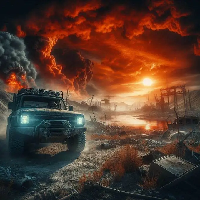 Camión de Apocalypse Truck cruzando un paisaje desolado