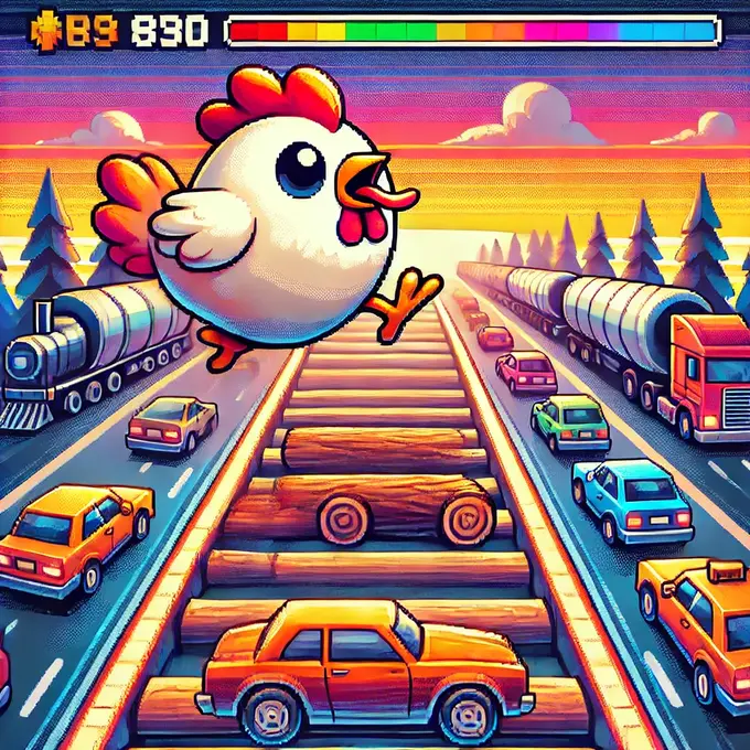 Crossy Chicken es un juego arcade donde debes evitar el tráfico, saltar sobre troncos y recolectar monedas.