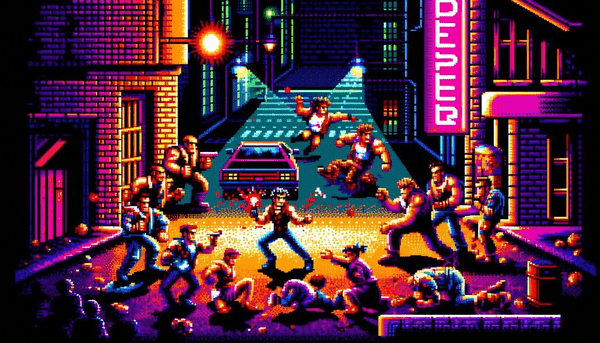 En plena lucha en el juego Streets of Rage.