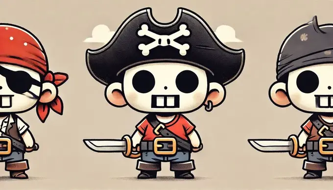 Imagen con gráfico de piratas para el juego Treasure Hunters